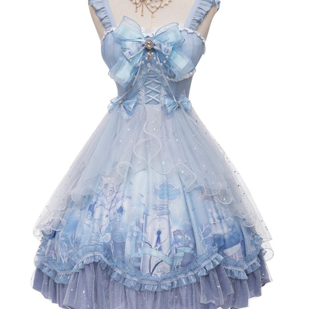 DevillInspired Ying Luo Fu Blue and White Travel with Whale Lolita JSK Jumper Sk